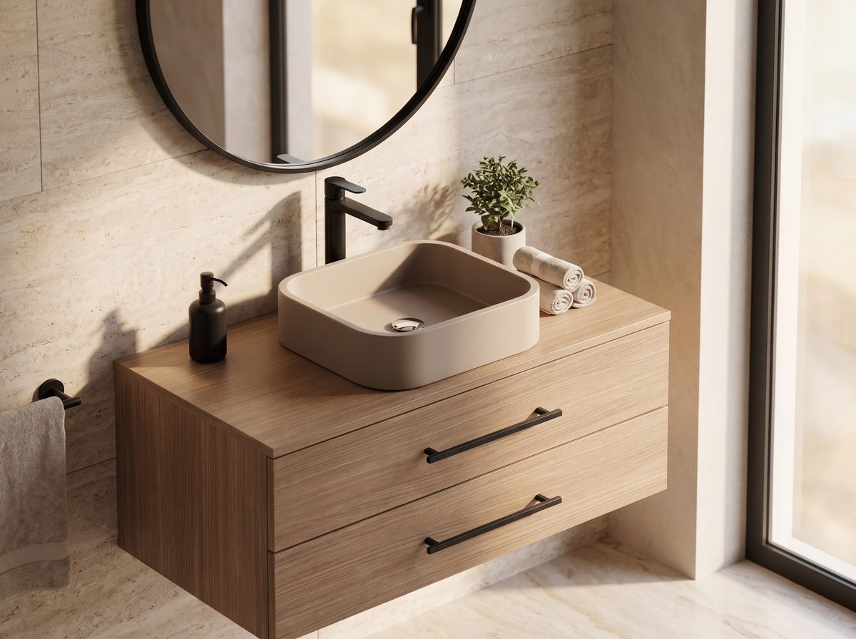 Mueble de baño Norié Clásic en madera con lavabo sobre encimera