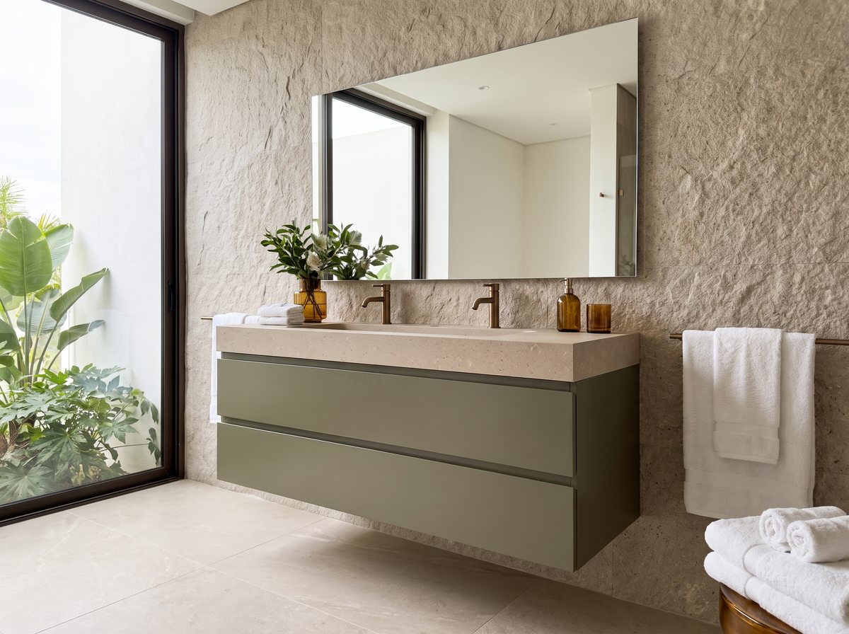 Mueble de baño Norié One en verde oliva