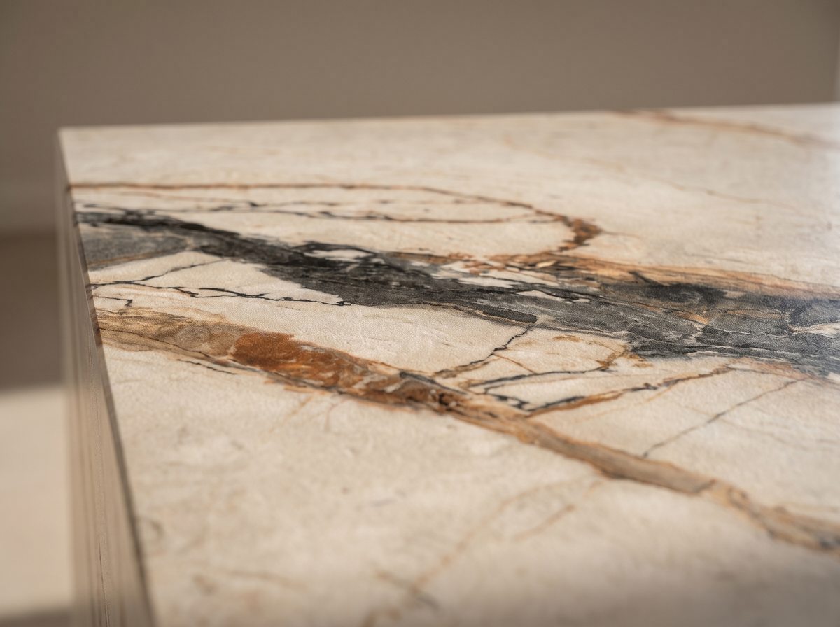 Detalle de la veta de una encimera de piedra